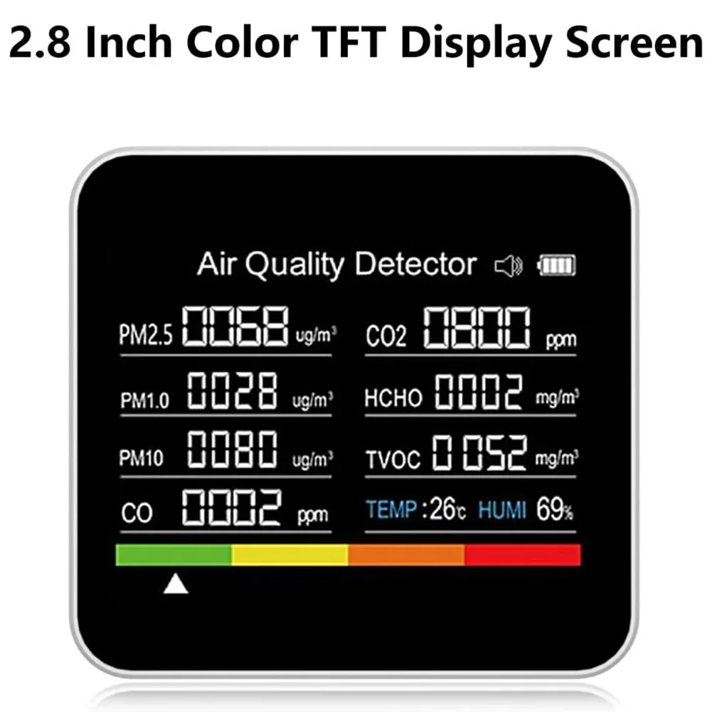 9 In 1/10 In 1 Air Quality Monitor Meter CO TVOC HCHO PM2.5 PM10 Temperature And Humidity Measurement Carbon Dioxide Detector