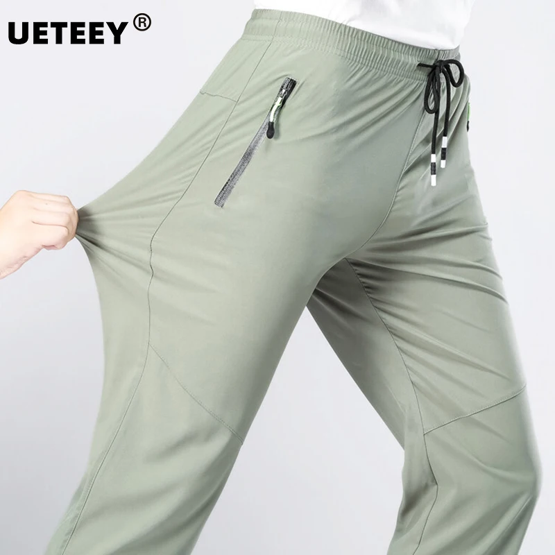 6XL Plus Size Mens Summer Lightweight Breathable Casual Hiking Running Fit Pants Outdoor Sports Quick Dry Elastic Cargo Trousers