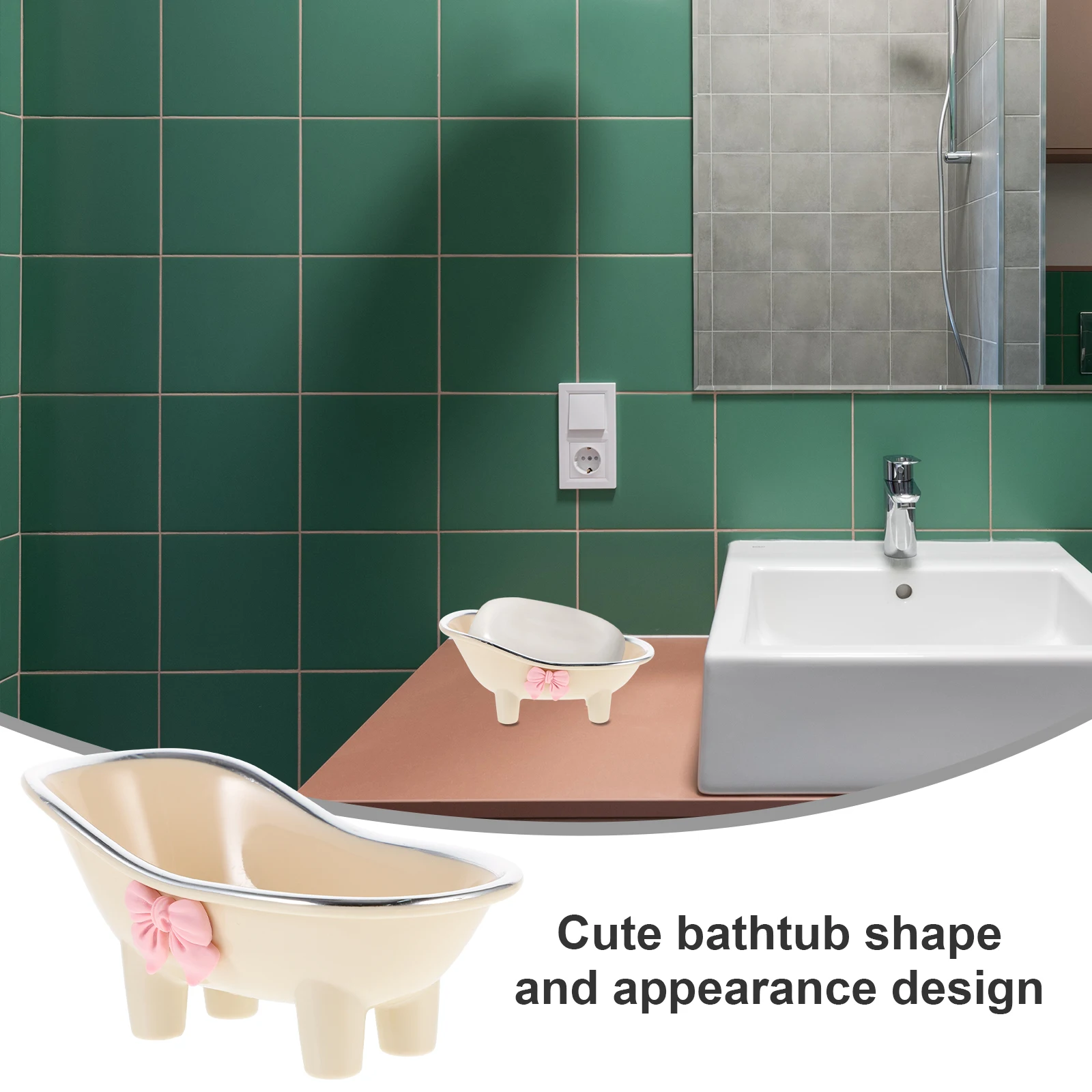 

Bathtub Shaped Dish Abs Lightweight Small Holder For Bathroom Decorative Storage Compact Tray Dispenser Kitchen Counter