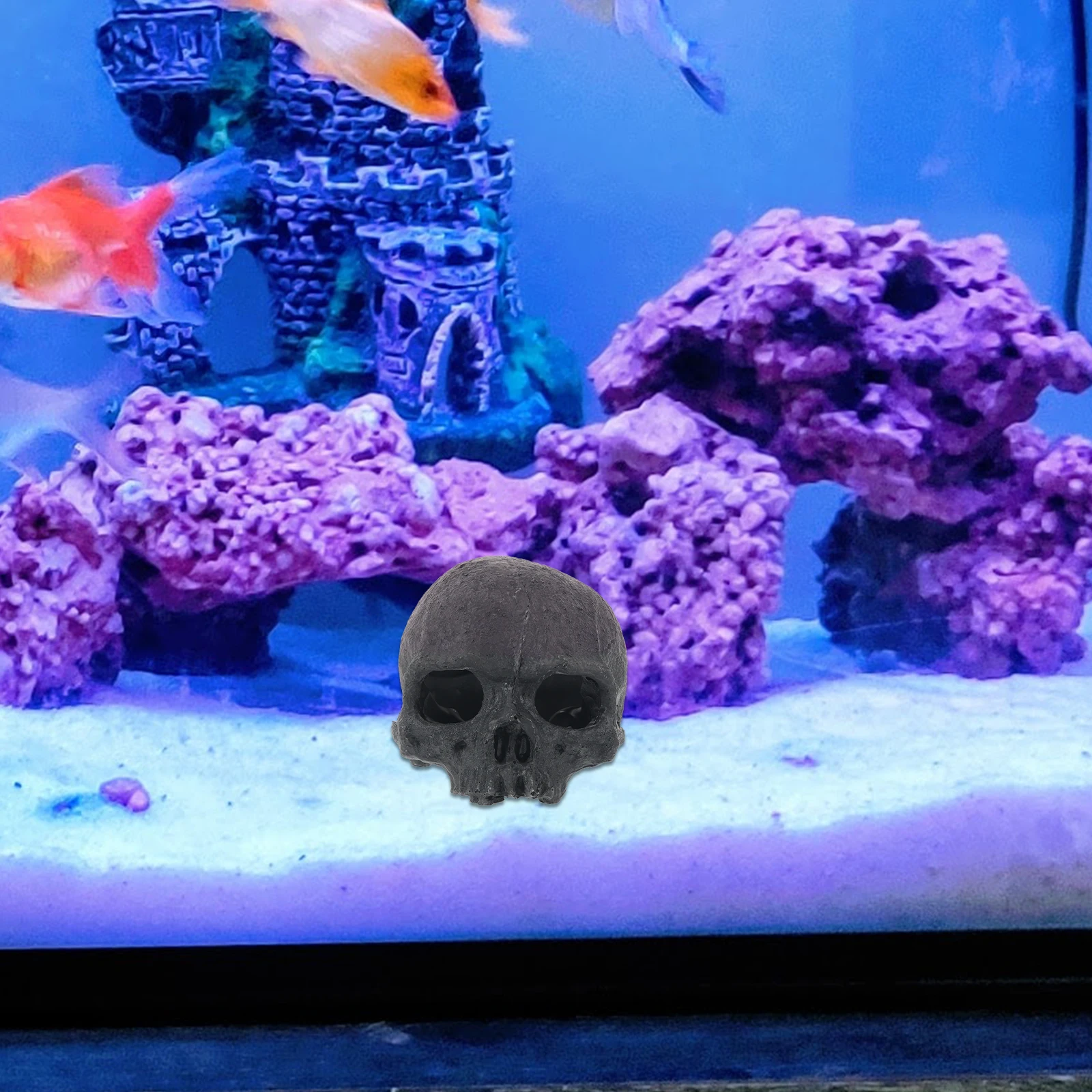

Decorations Skull Ornaments Fish Tank Aquarium Lizard Black Reptile Hideout Landscaping
