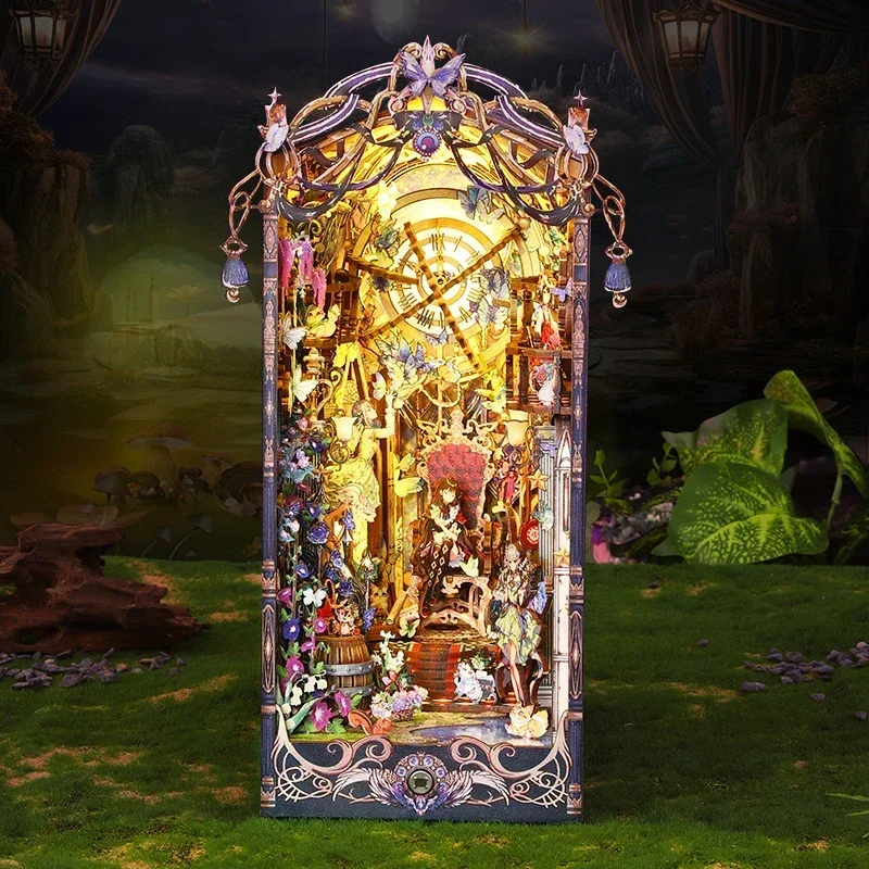 

Миниатюрная сказка, эльф, домашняя подставка для книг, украшение, новый ретро DIY, деревянная книжная уголок, вставка для полки