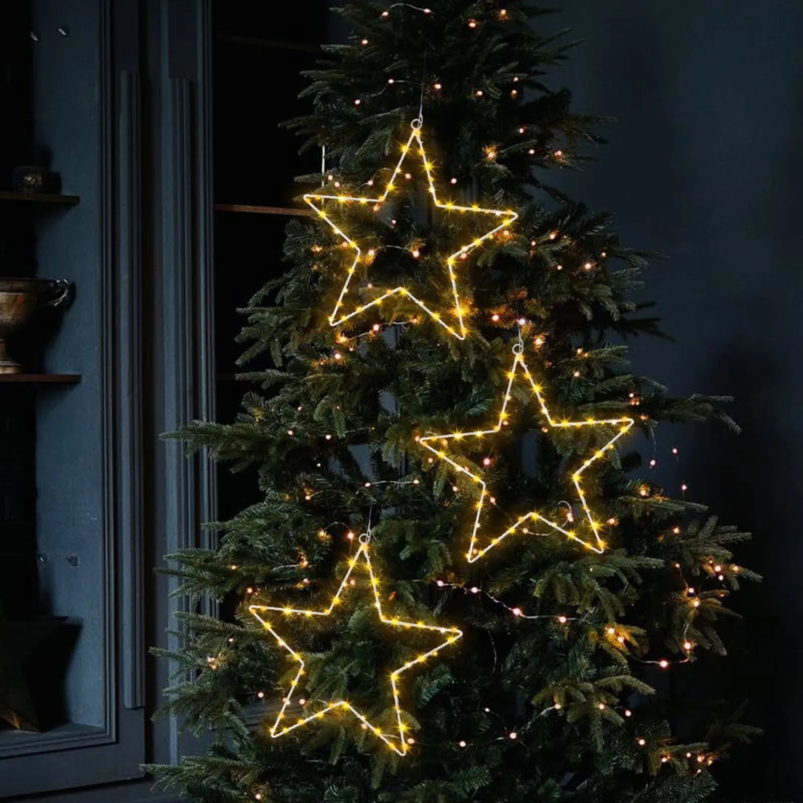 1pc LED Star Fairy Lights, 8 Modes & Auto Timer, Five-pointed Star String Lights, Holiday String Lights, Not Included Battery