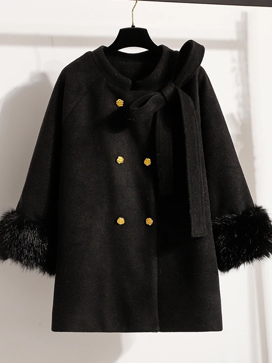 Authentic Cashmere Coat Elegant Long Style for Rich Girls Celebrity Women's Coat Thick Winter Coat Polyester Wool Blend