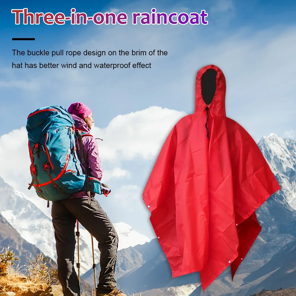 3 in 1 Waterproof Adult Long Raincoat Women Men Rain Coat Jacket Hooded Poncho for Outdoor Hiking Travel Fishing Rainwear Suit