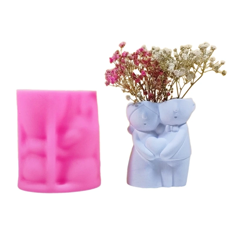 

Handmade Cute Couple Doll Vase Silicone Mold Desktop Ornament DIY Pen Holder Succulent Plant Flowerpot Epoxy Resin Casting Mould
