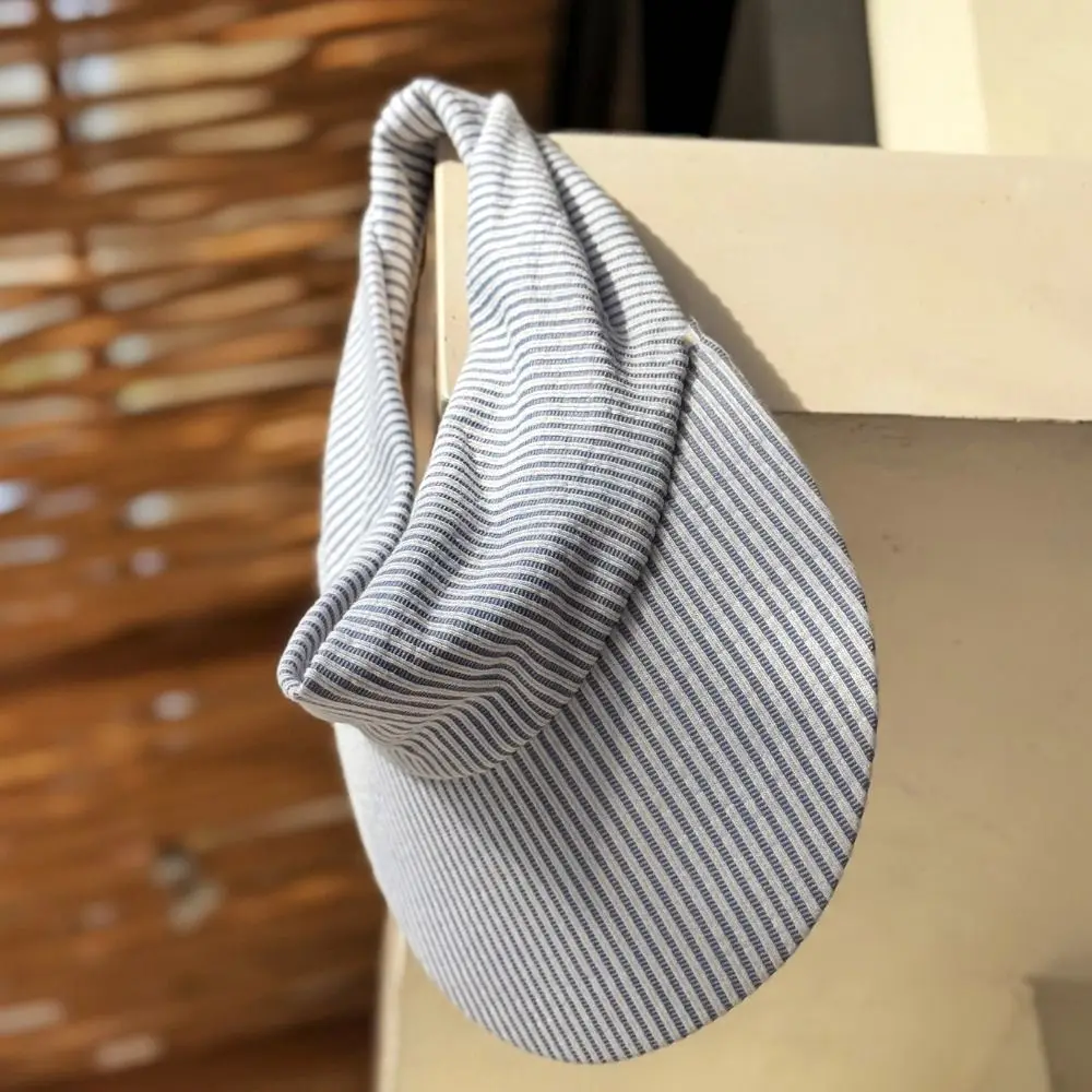 Foldable Striped Elastic Headband Large Brim UV Protection Open-Top Cap Empty Top Korean Style Sunscreen Hat Outdoor Sports