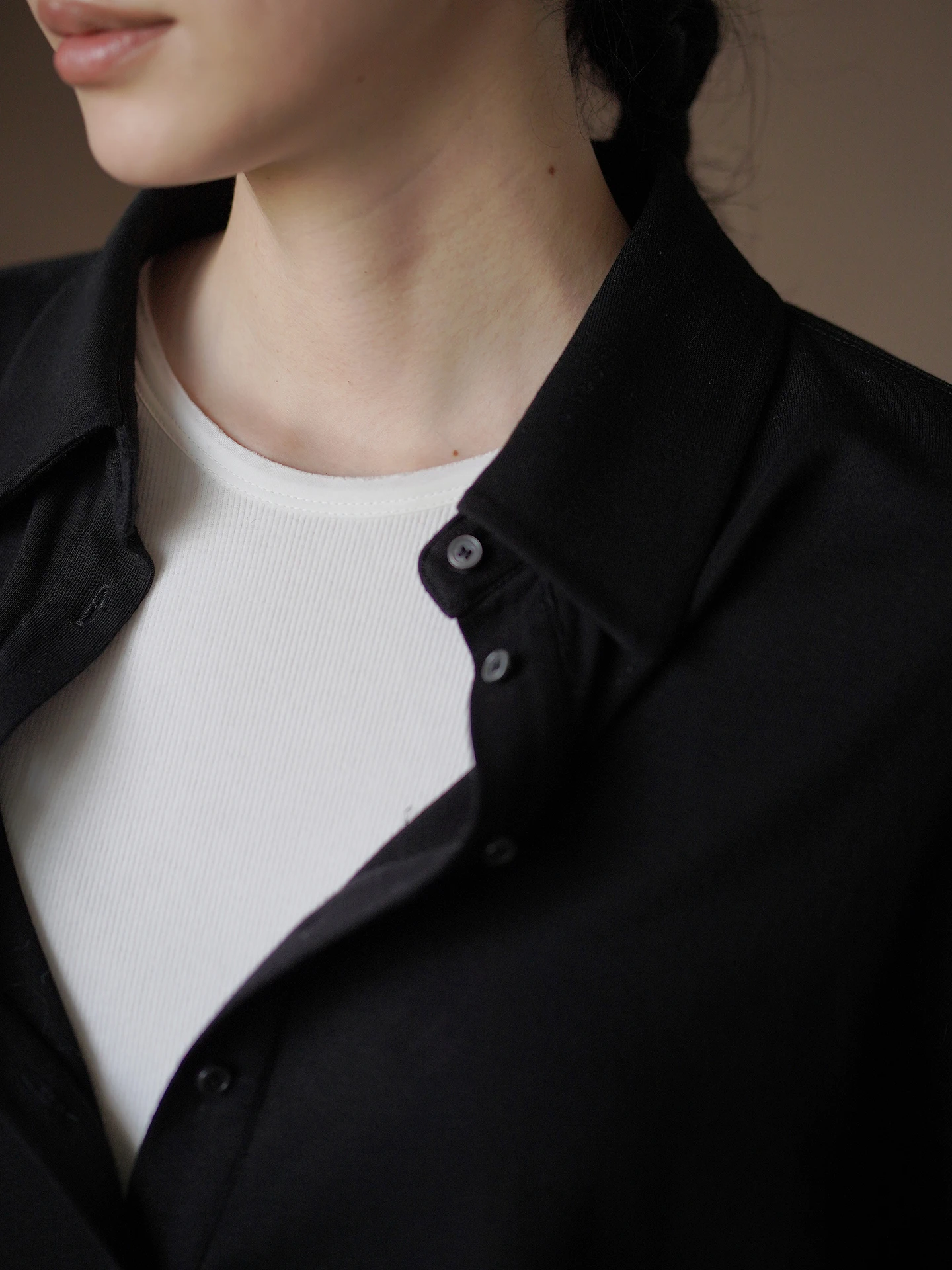 Hacikis Miss Casual Cotton Blend Long Sleeve  Neck Slimming Top Layering Comfortable Skin-friendly Loose Fit Commute Wear