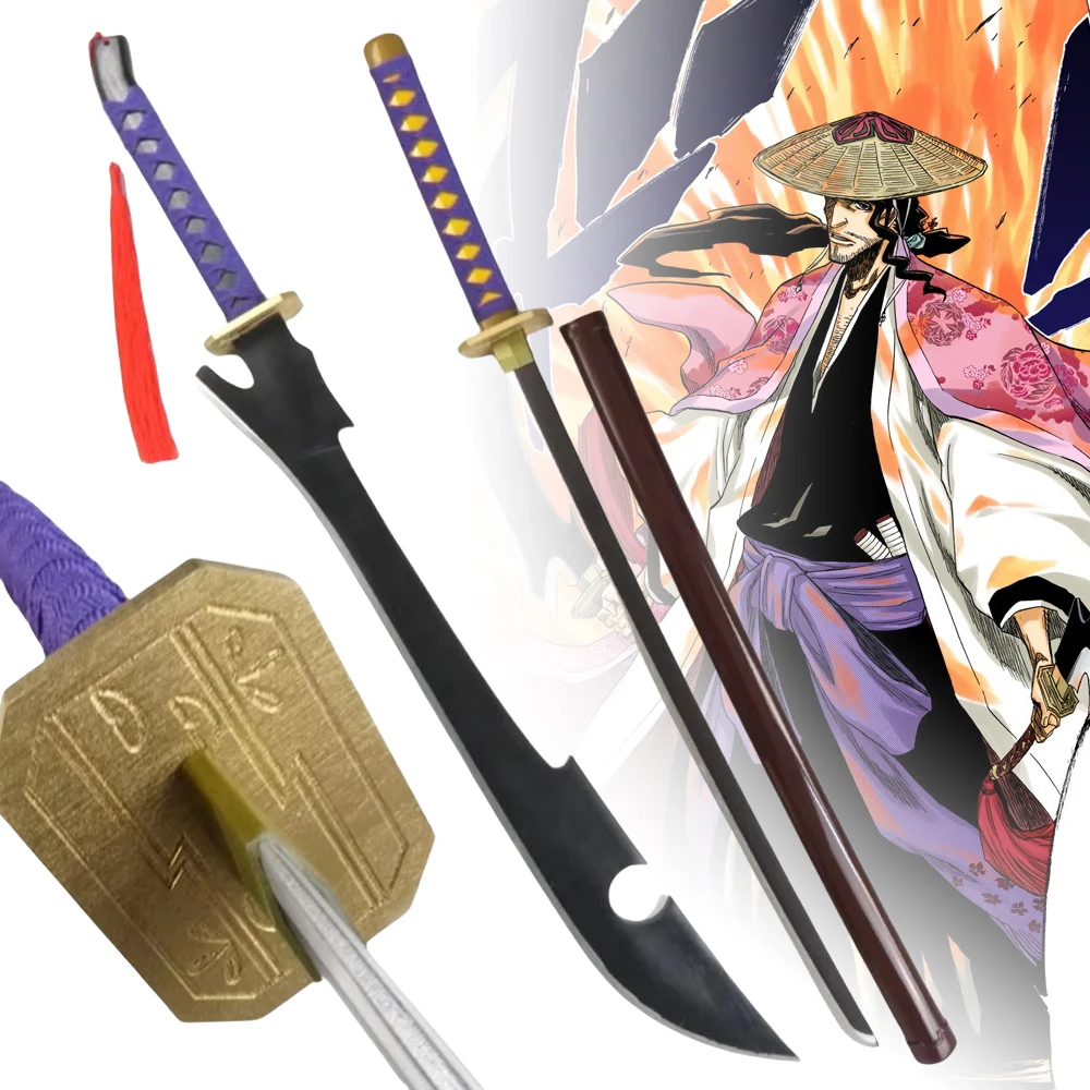 100cm Kyoraku Shunsui Katana espada de Damasco Anime Bleach Cosplay Prop cuchillo Ninja tamaño Real japonés Katana Samurai Sabre juguete