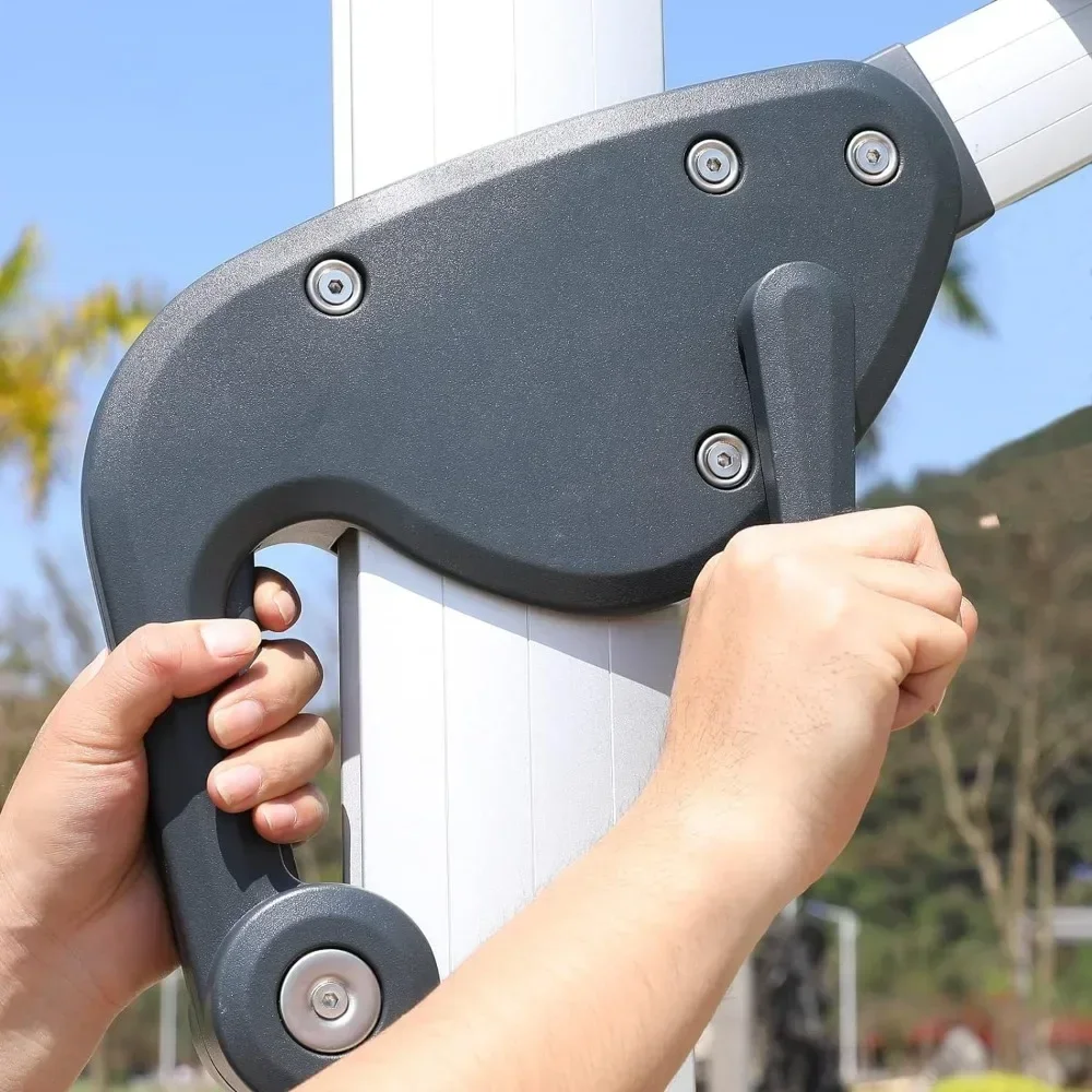 Paraguas cuadrado en voladizo con luces LED solares, sombrilla grande para Patio al aire libre, rotación de 360 °, sombrilla de compensación de alta resistencia, 10x10 pies