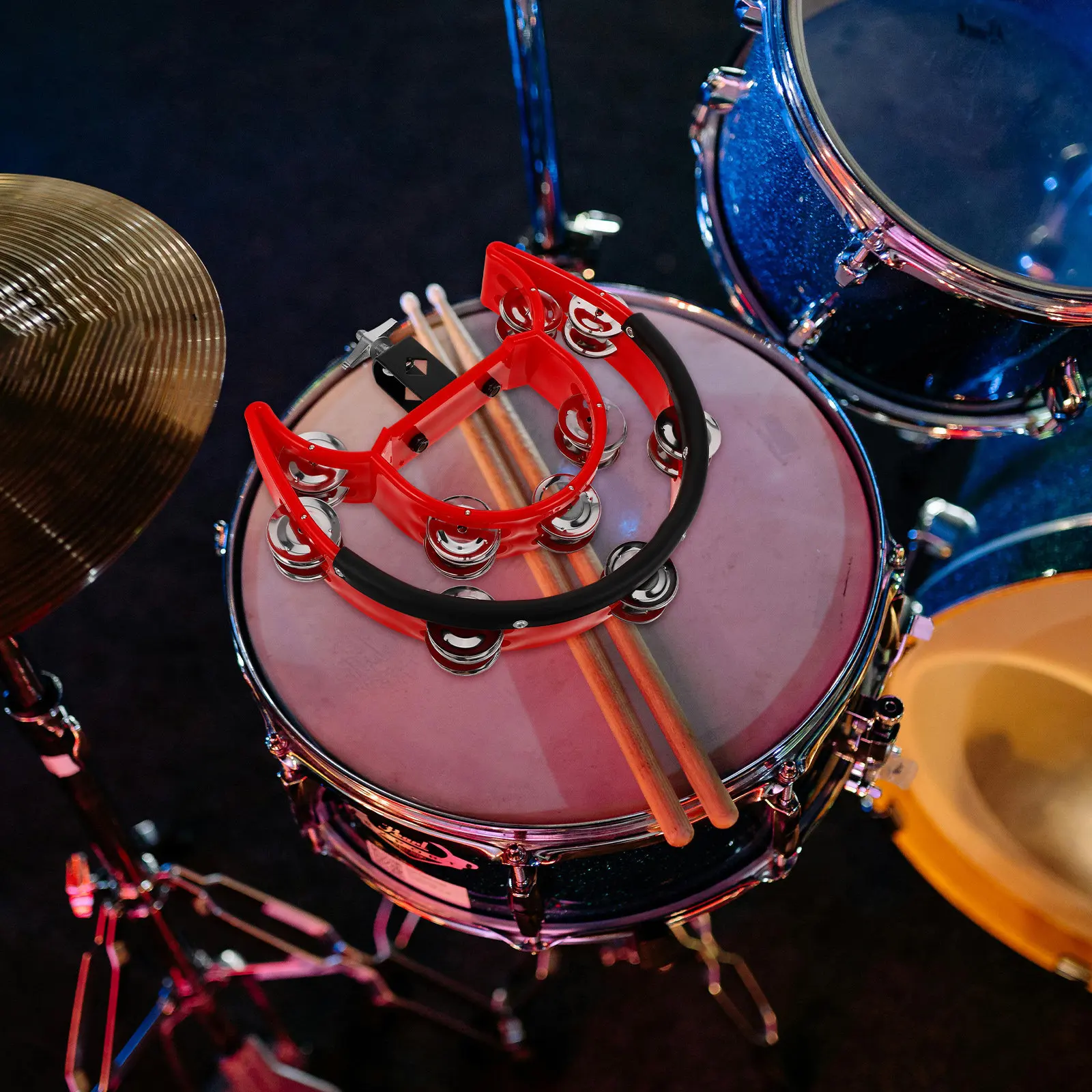 

Барабан-тамбурин Hi-Hat с двойным рядом металлических колокольчиков, сменная тарелка для барабанной установки, простая установка, запчасти для барабанного комплекта