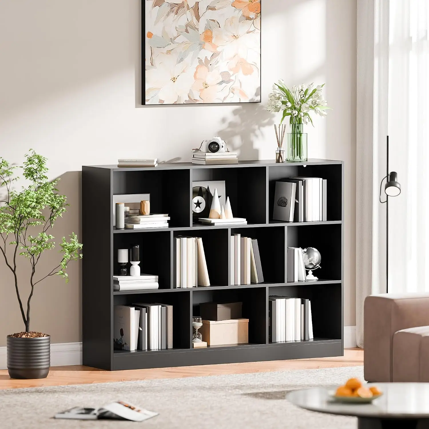 3-Tier Open Shelf Bookcase 10 Cube Storage Organizer Anti-Tilt Bedroom Living Room 55.11