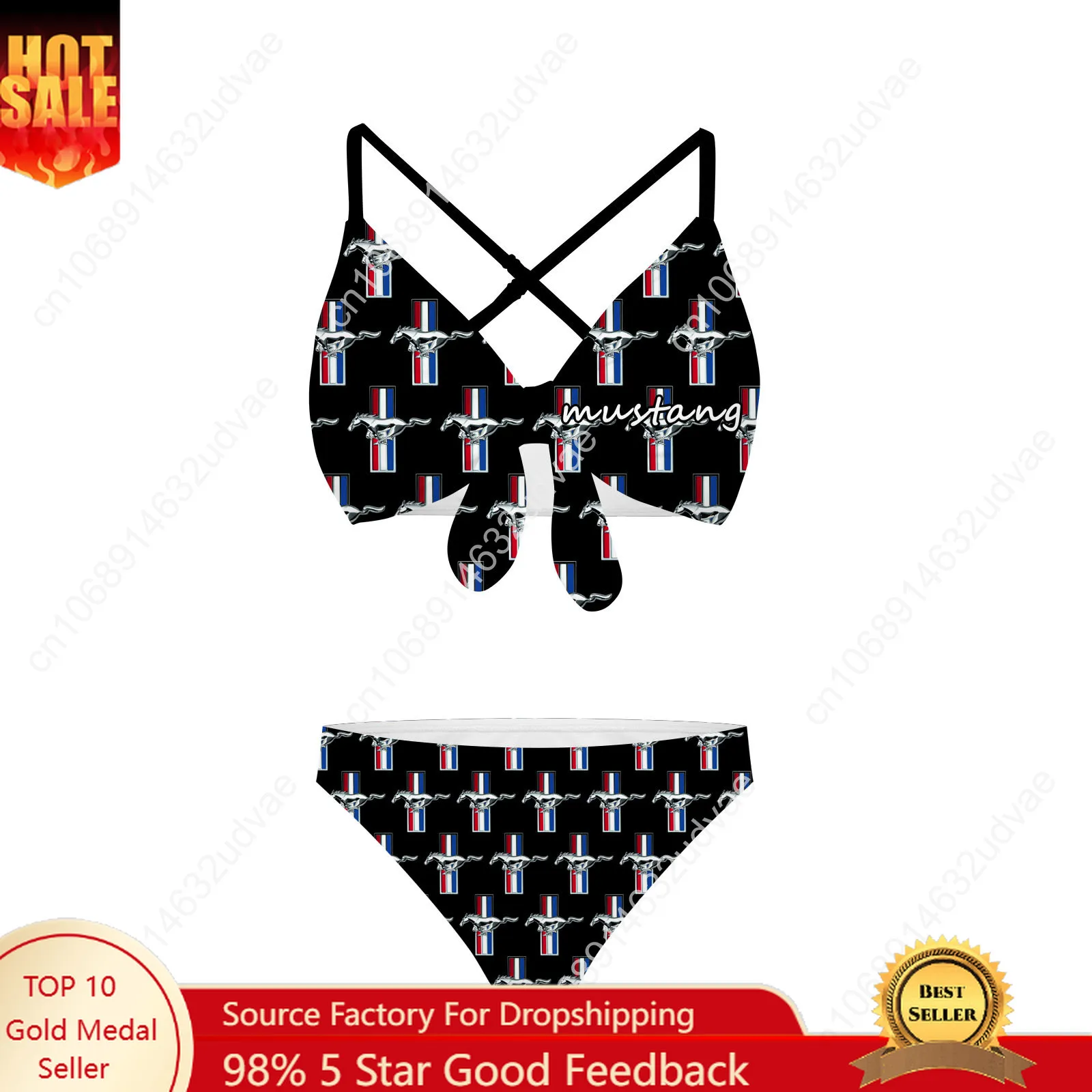 

M-Mustangs Bathing Suits Cross Strap Suspenders Swimsuits Womens Personalized Bikini Pool Party Swimwear Customized Beachwear