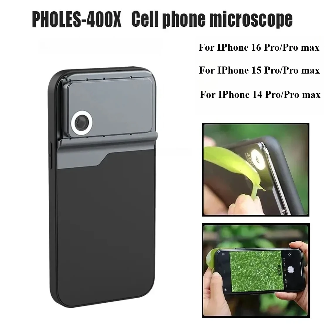 

400x Phone Lens Iphone Microscope Lens Portable Smartphone Lentes for iPhone 16 15 14 Pro Max Microworld for Kids Adults