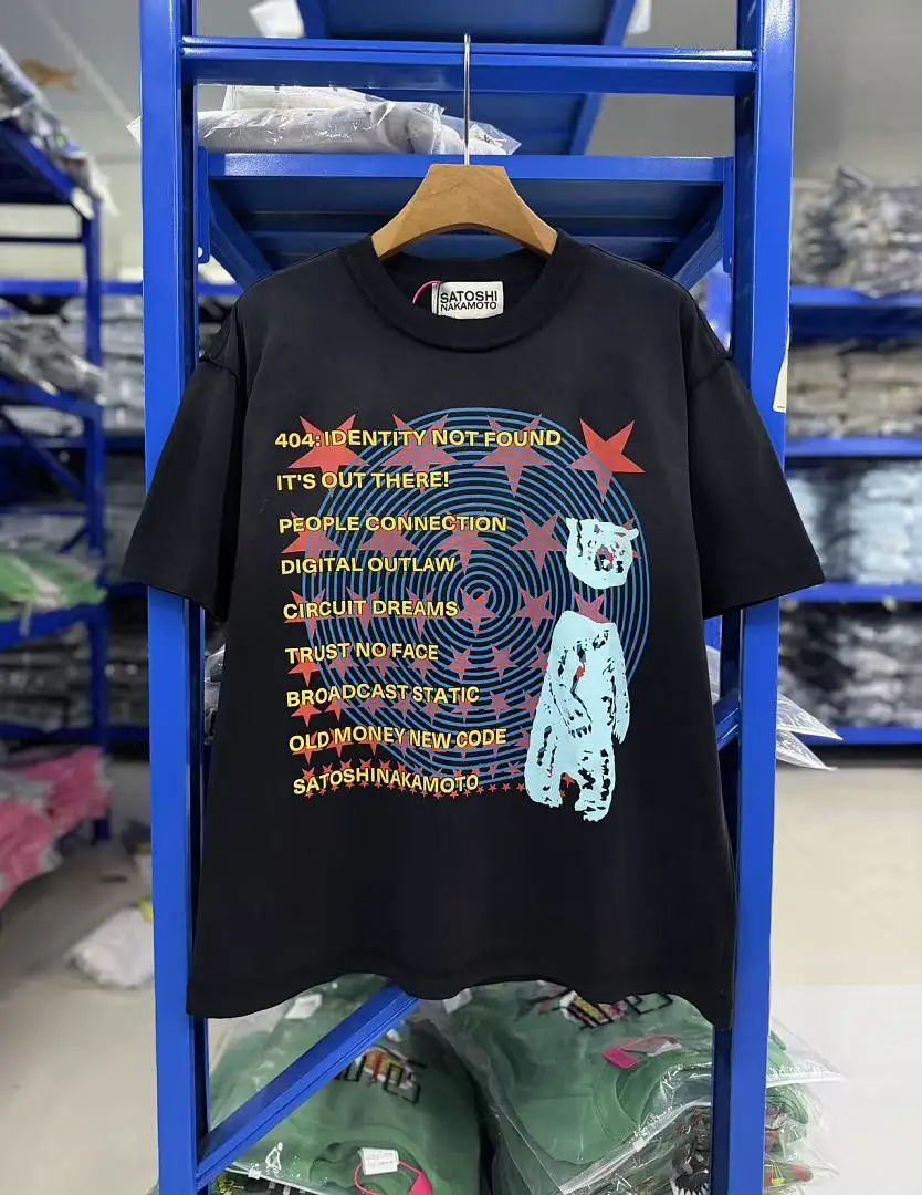 Men Vintage Destroyed Wash Oversized T-shirt Swirl Bear Double Side Print Raw Hem Grunge Punk Streetwear Unisex Short Sleeve Top