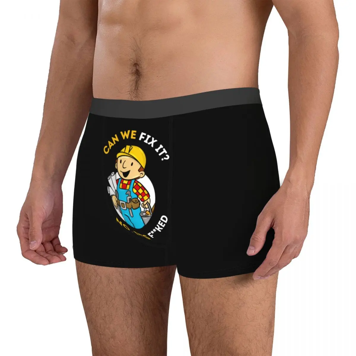 Men Bob The Builder Underwear Can We Fix It Funny Repair Man Hot Boxer Briefs Shorts Panties Homme Polyester Underpants S-XXL