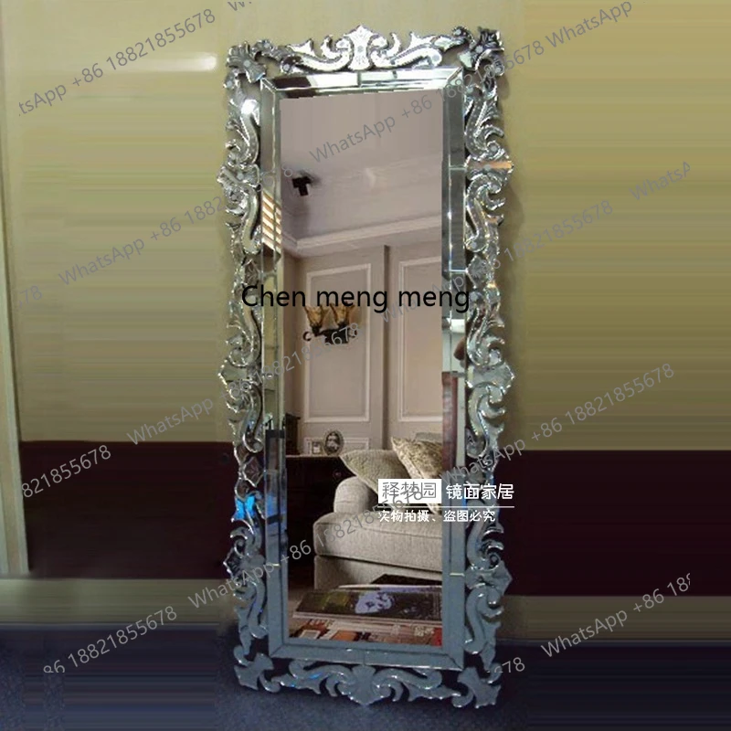 Carved decorative entrance mirror European French dressing fitting floor mirror, European 0961