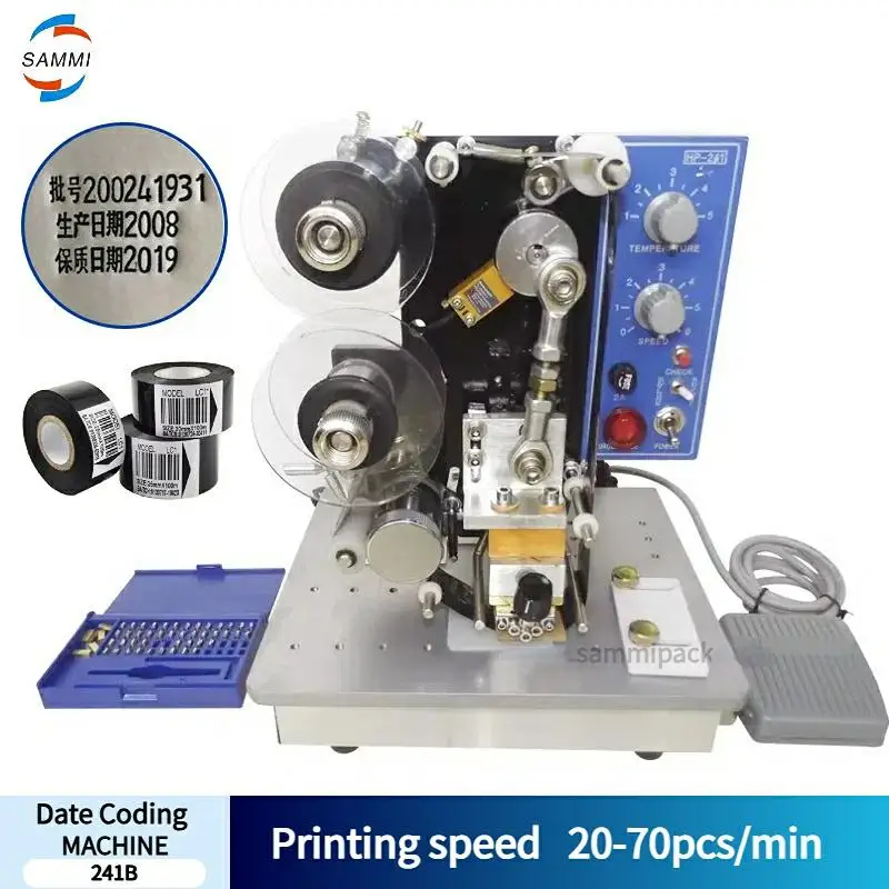 Batch Date Printing Machine On Plastic Bags, Expiry Date Printer Ribbon Coding Machine