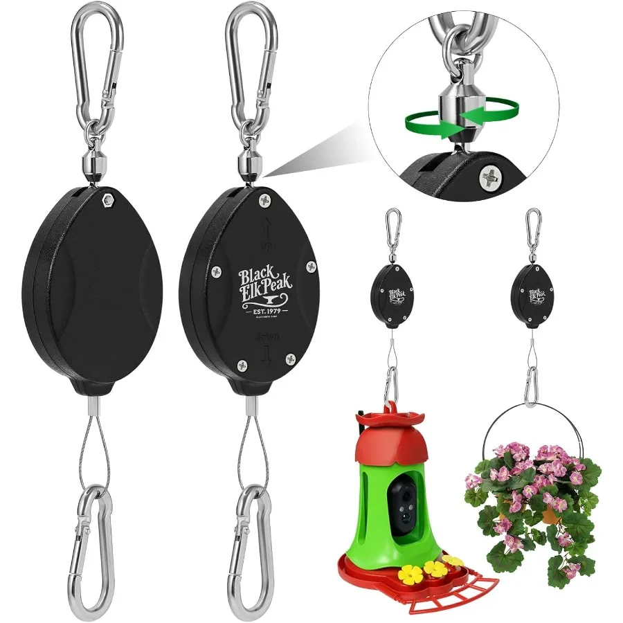 

Plant Pulleys Heavy Duty Retractable Hangers 304 Stainless Steel Rope Auto Plant Holder Adjustable Climbing Hook for Garden Bas
