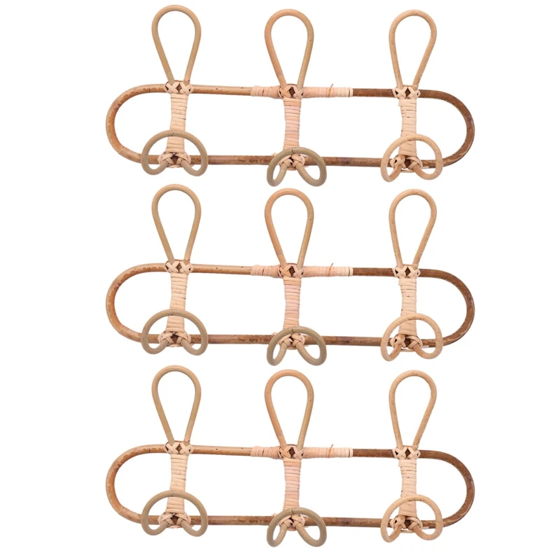 

Hot 3X Rattan Wall Hooks Kids Garments Organizer Rack Clothes Hat Hanging Hook Rattan Hanger Kids Room Decor Hanger