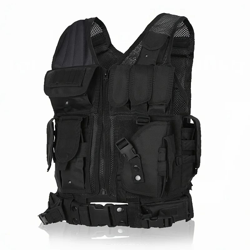 

Men's Tactical Training Vest, Airsoft waistcoat, Detachable Belt, MAG pouch, Subcompact/Compact/Standard Holster