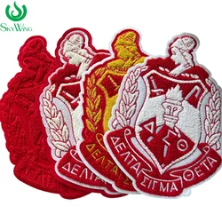 Classic Chenille Delta Shield Delta Sigma Theta Sorority Delta Group Embroidered Iron on Patches for Jean Jacket Vest