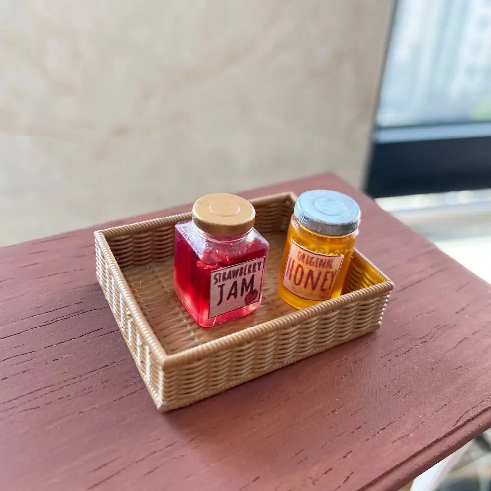 Panier tissé en résine pour maison de poupée, échelle 1/6 1/8, décoration de maison de poupée, panier de rangement Miniature, modèle de scène de maison de jeu