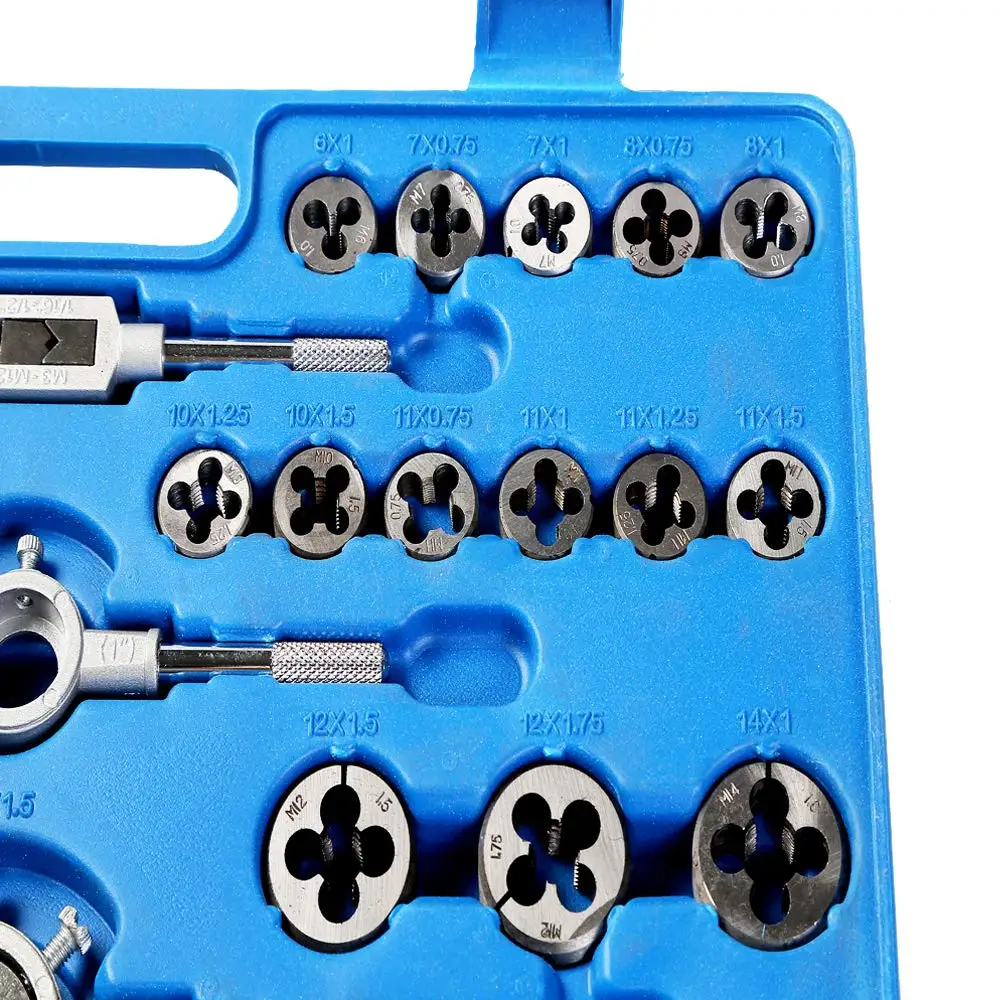 110pcs Multifunction Pipe Thread Alloy Steel Tap and Die Set Wrench Hand Metric External Thread Hand Tool Kit Tap and Die Set