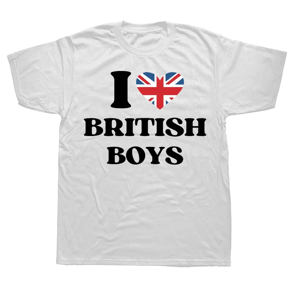 Funny I Love British Boys T Shirts Graphic Cotton I Red Heart British Boys Britain United Kingdom Gifts Summer T-shirt Men