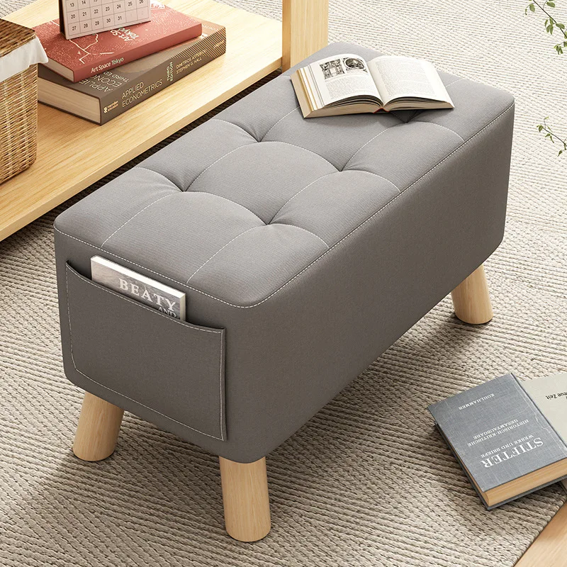 AOLIVIYA Hallway Bench Living Room Foot Stool Ottomans Changing Shoe Chair Lazy Rest Pedal Solid Wood Square Coffee Table