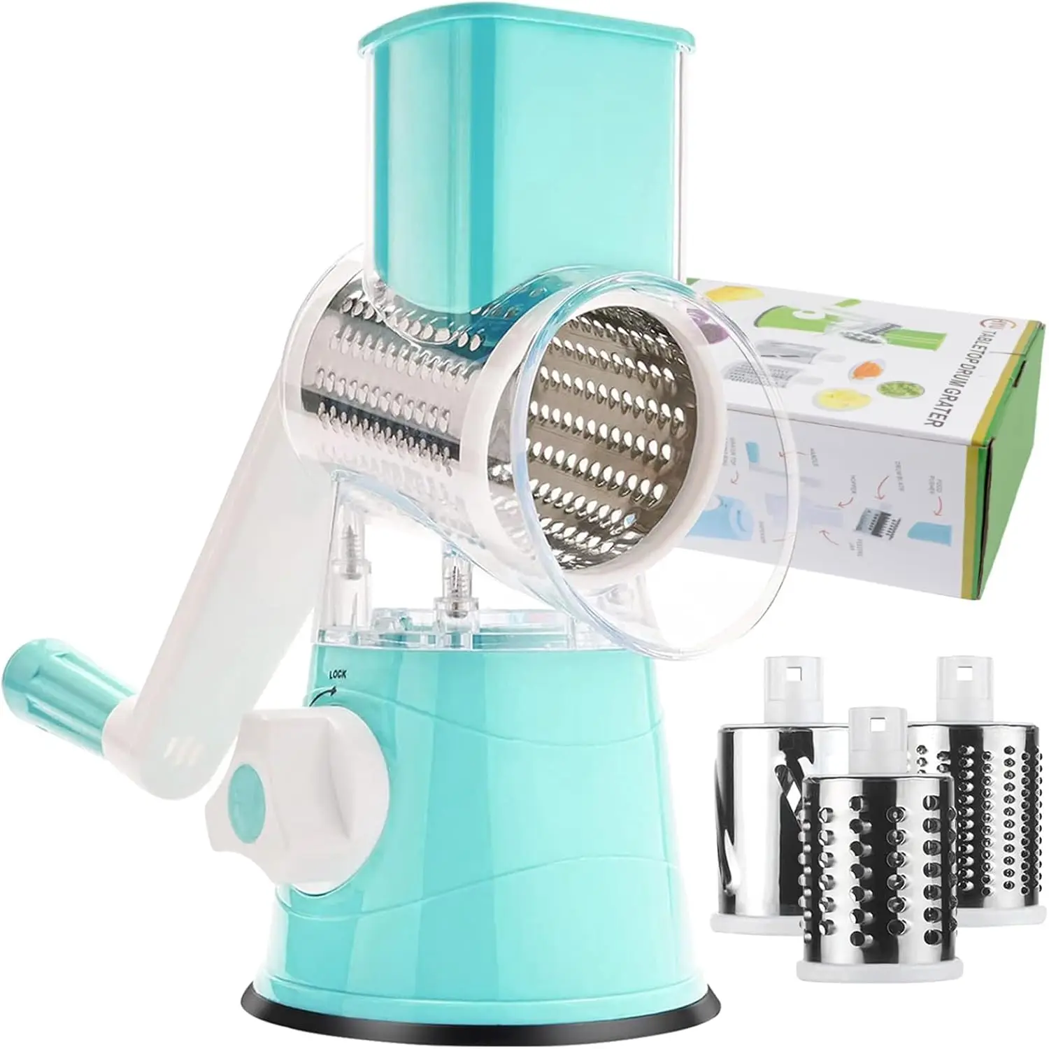 Generic Grater Master, leicht zu reinigende Käsereibe und Gemüseschneider mit 3 austauschbaren Edelstahlklingen