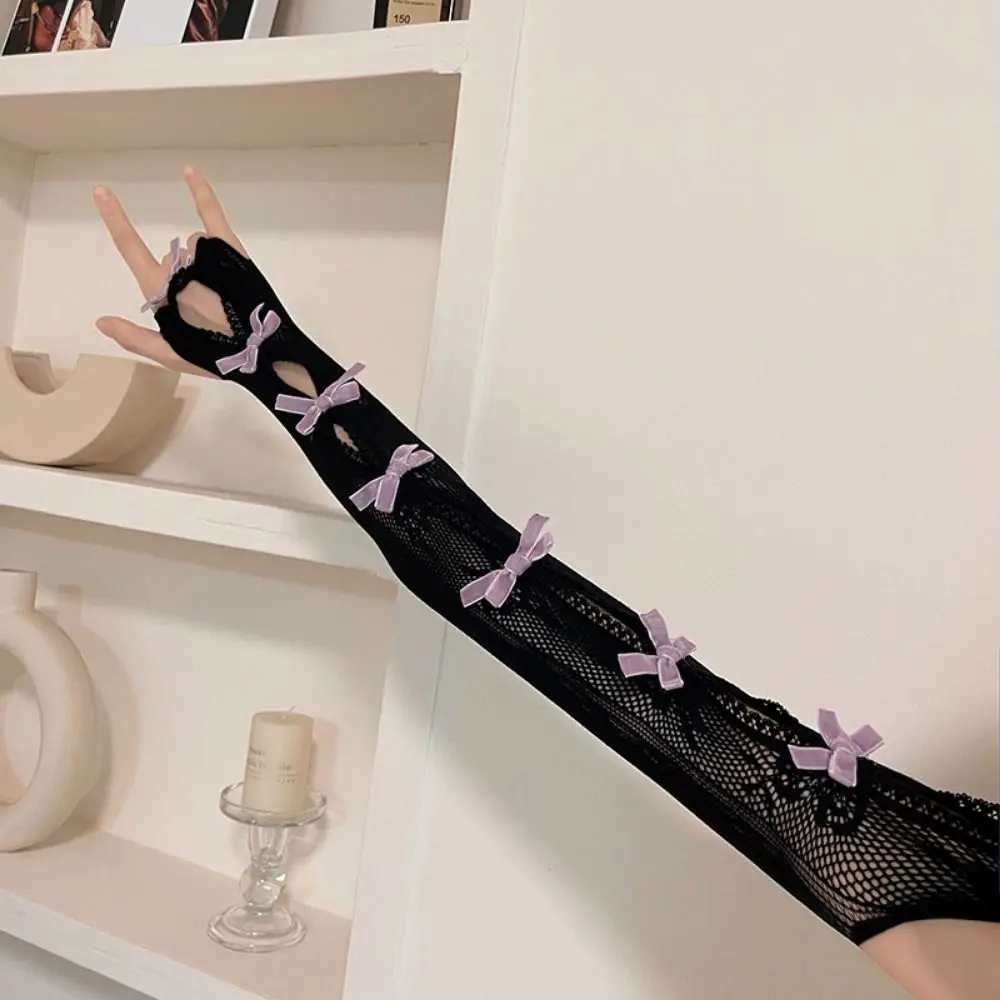 

Lace Gothic Shawl Sleeves Shawl Bowknot Bow Fingerless Gloves Elastic Mesh Lolita Lace Fingerless Gloves Lolita