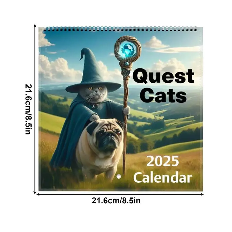 2025 Wall Calendar with Funny Illustration Enhance living Room Decor 12-Month Calendar for Planning Schedules for household