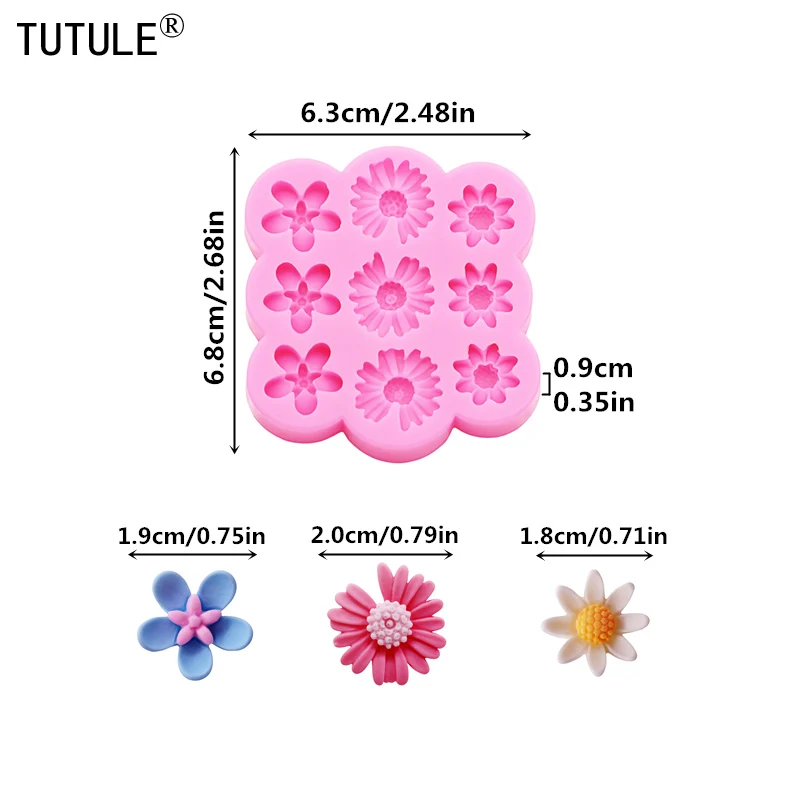 DIY Roses Clay epoxy resin Accessories Silicone Mould Notched daisy flowers Keychain Earrings Silicone Mold spend Chocolate Mold