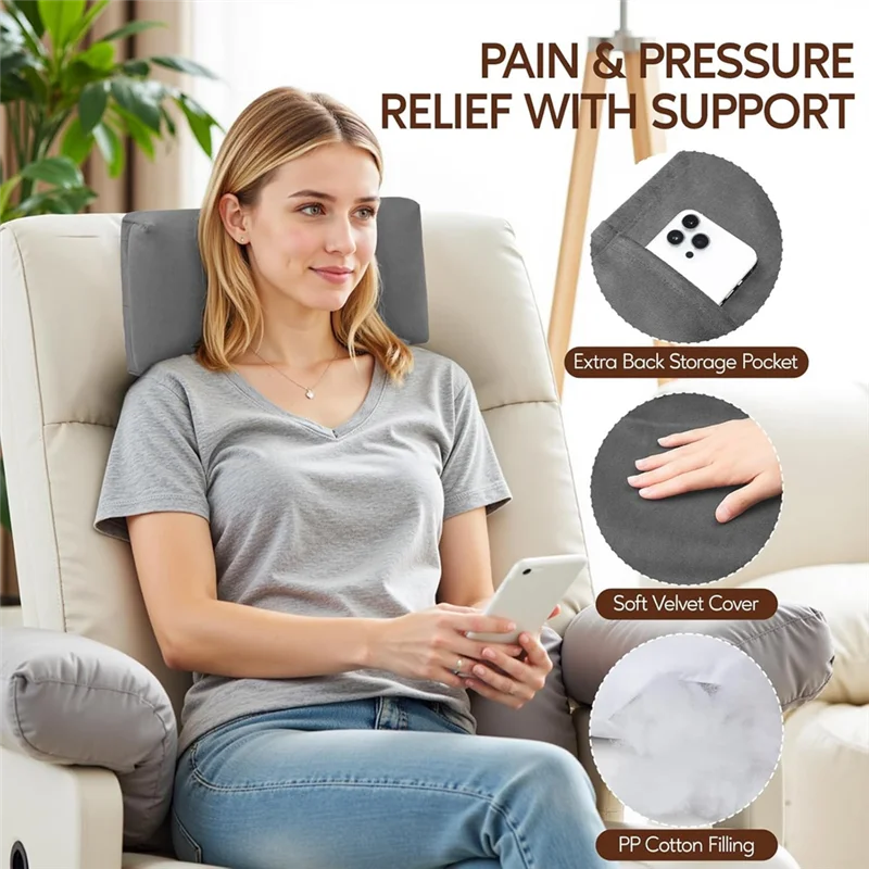 Hot Trend-Soft Velvet For Recliner Neck Pillow, Adjustable For Headrest Non-Slip Head Cushion For Recliner Chairs