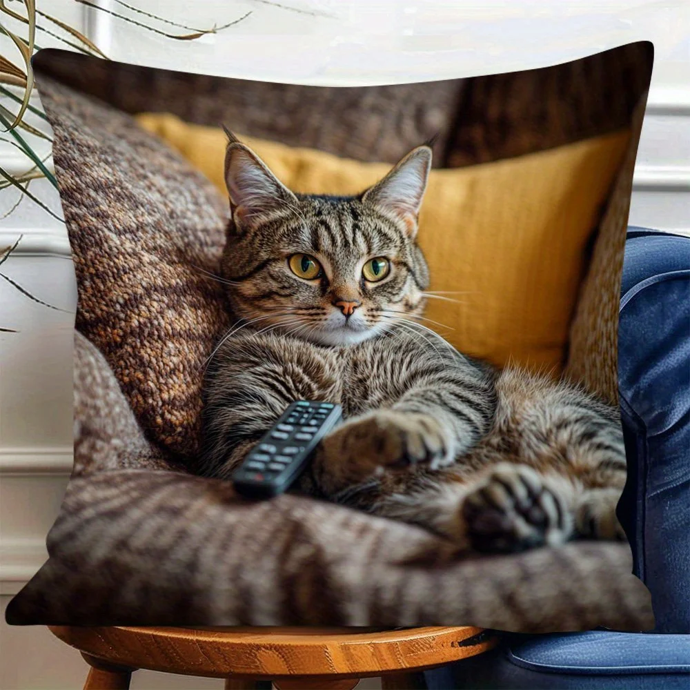 

Современная гипоаллергенная наволочка с очаровательным толстым котом и дистанционной застежкой-молнией, чехол для подушки, декор для спальни и гостиной