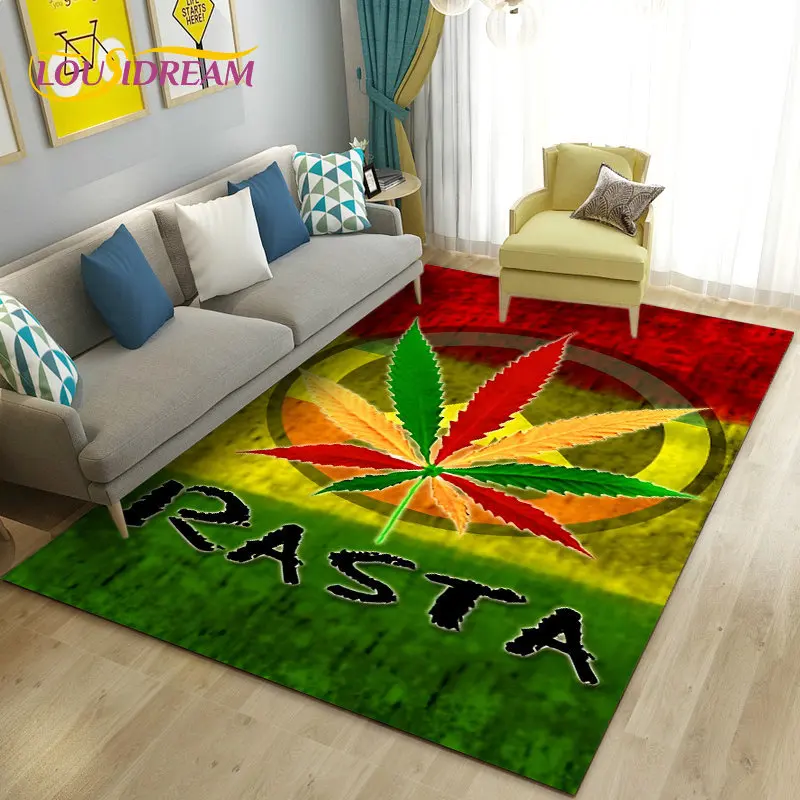 Nhạc Reggae Người Jamaica Lá Phong Khăn Trải, Thảm Thảm Cho Phòng Ngủ Phòng Khách Sofa ADSC0012 Trang Trí, bé Chơi Chống Trơn Trượt Sàn