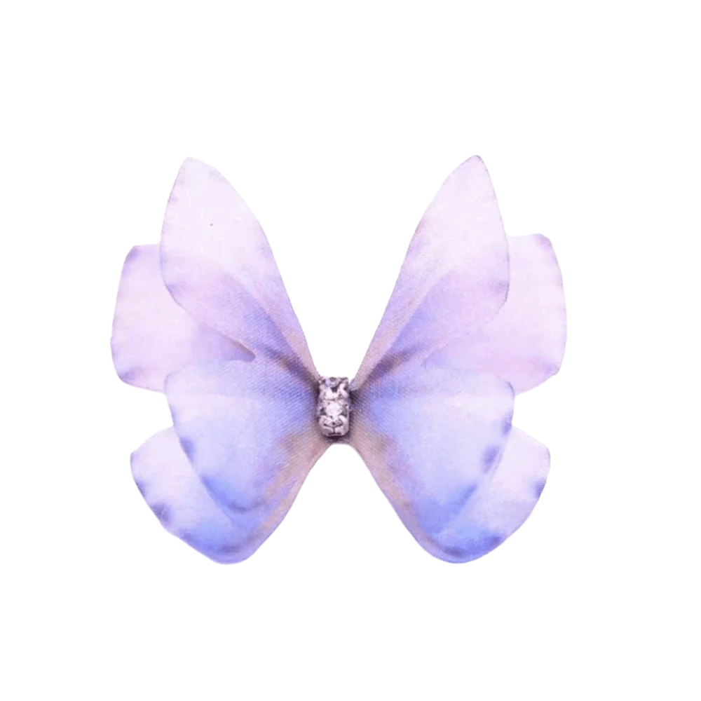 

50Pcs 3D Organza Fabric Butterfly Appliques Colorful Rhinestone Simulation Mesh Butterfly Patch Double-layer Translucent