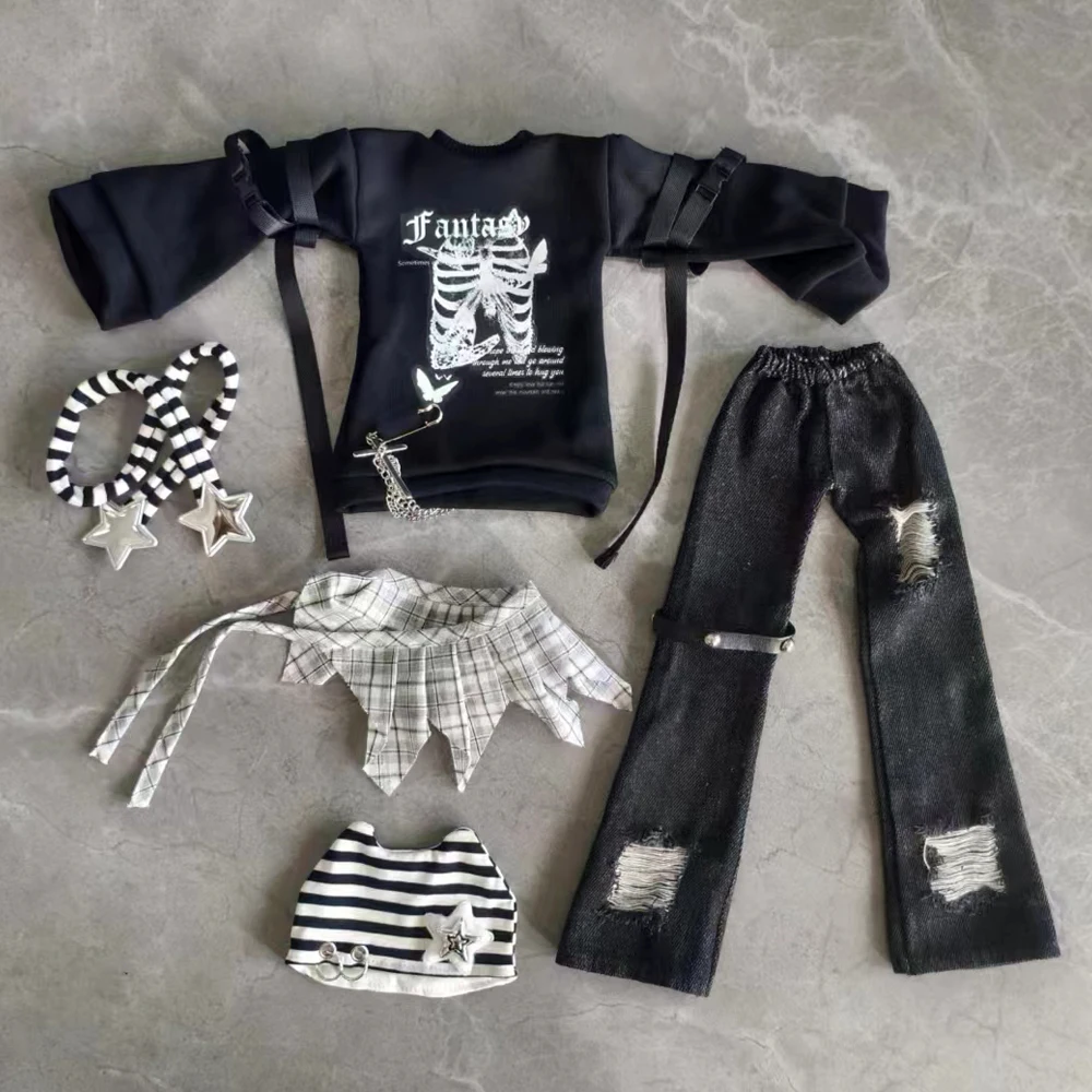 

Fashion Doll's Clothes Suit for 45cm Bjd Doll Black White Clothing Girl Toys Dress Up Play House 1/4 Doll Accessories, No Doll