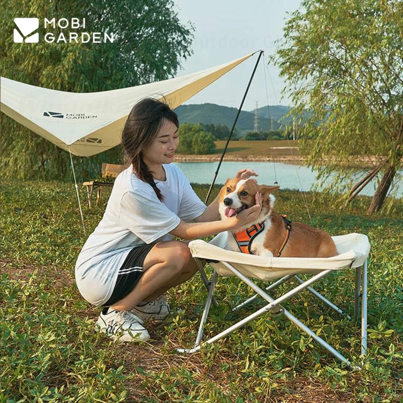 

MOBI GARDEN Outdoor Camping Folding Pet Bed 1.6kg Lightweight Portable Aluminum Alloy Chair Detachable Pet Camp Bed Pet Supplies