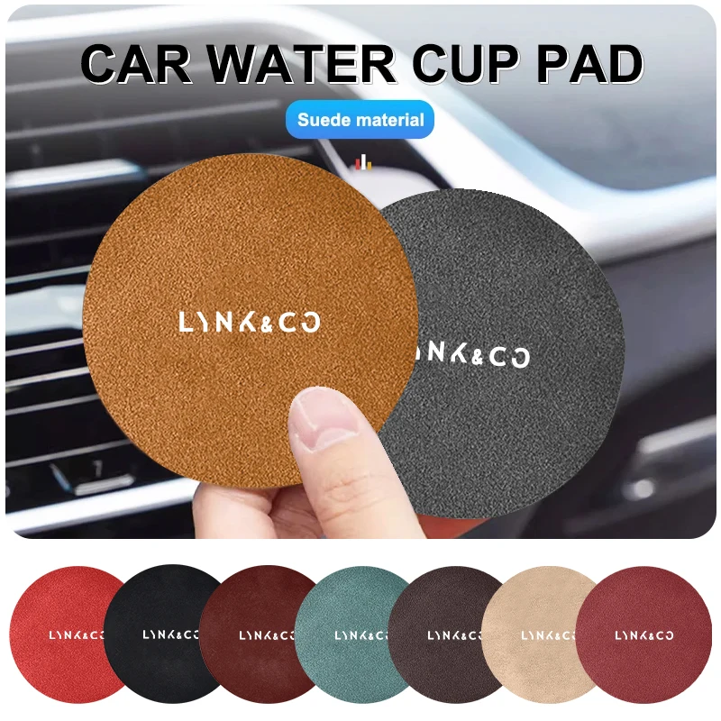 2pcs Car Suede Coaster Water Cup Holder Drink Pad Auto Interior Accessories For LYNK&CO 06 03 05 08 09 01 02 Hatchback BX11