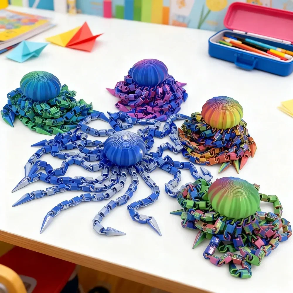 Kreatives 3D-gedrucktes Quallen-Entspannungsspielzeug, Spiralförmiger Oktopus, sensorisches Dekorationsstück, interaktives Stressabbau-Spielzeug, lustiges Spielzeug – Detail 14