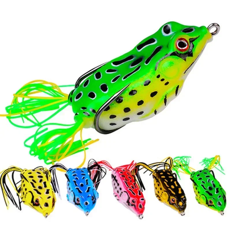 Topwater Ray Frog Artificial 3D Eyes Fishing Bait 5/8.5/13g Frog Lure Soft Tube Bait Plastic Fishing Lure with Fishing Hooks