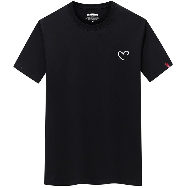 T Shirt for Men 2024 Overize Summer Men's Cotton TShirts Men Casual T-shirt Love Heart Print Tshirt O-Neck Short Sleeve Man Tops