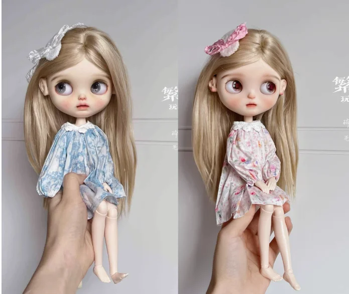 2025 2pcs floral style Blythe/Landoudou dress+ hairpin /6 30cm(Fit for azone,Pullip,Ob22/24/26, Licca)