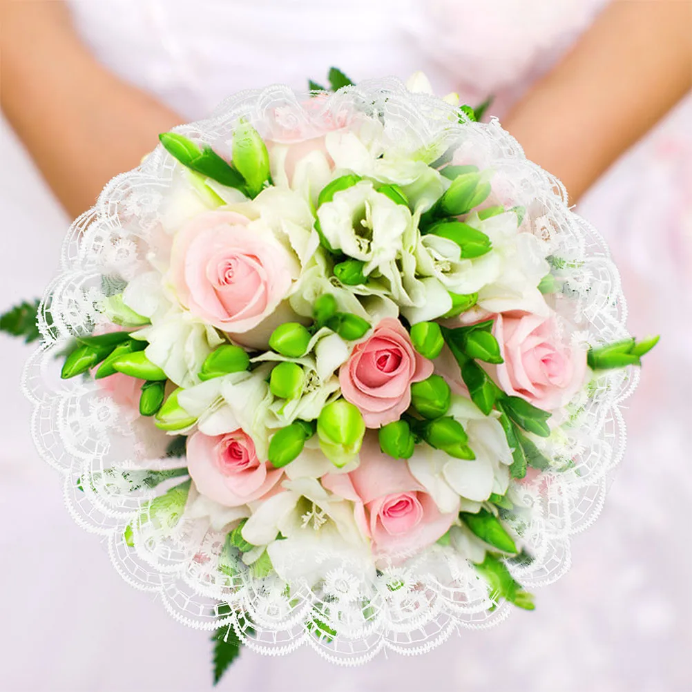 

Lace Hand-held Floral Dress Bouquet Collars for Flowers Holder Decoration Holders Wedding