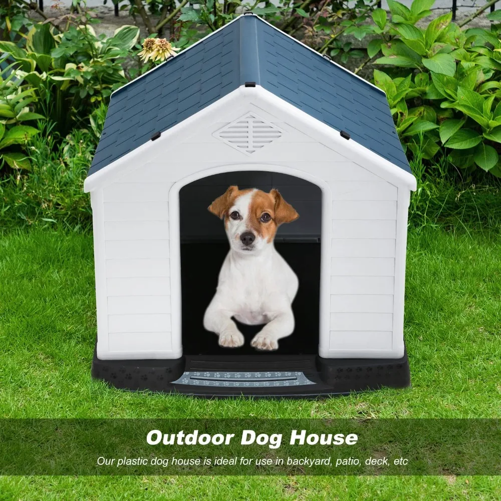 Dog House Indoor Outdoor Insulated Kennel Durable Plastic Dog House for Small Medium Large Dogs Weather & Water Resistant Pet