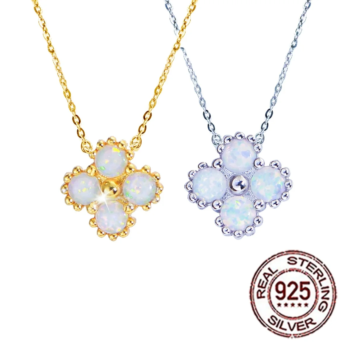 CWWZircons S925 Lucky Leaf Design White Opal Pendant Necklace for Women Clavicle Chain Jewelry Daily Birthday Jewelry Gift SD131