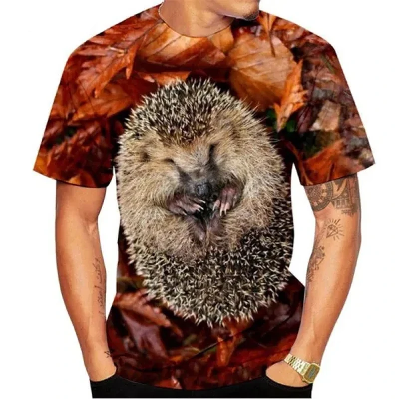 Interesting Funny Hedgehog graphic t shirts For Men Fashion Casual harajuku street style Printed Round Neck Short Sleeve Tees