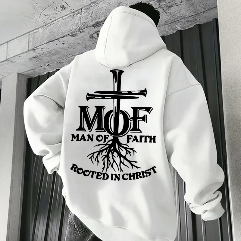 2025 heißer Verkauf Herren Hoodie Man of Faith Jesus Print Kapuzenpullover Herbst Winter Täglich Lässig Sportlich Mode Hoody Oberbekleidung