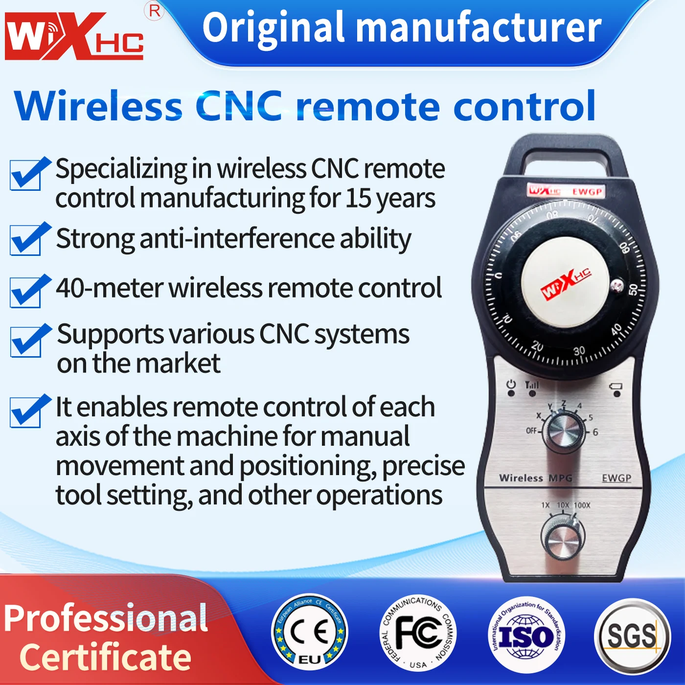 XHC Economy 4-Axis CNC MPG Pendant CNC Handwheel Manual Pulse Generator 5V 12V 24V for Fanuc for Fagor for Mitsubishi Systems